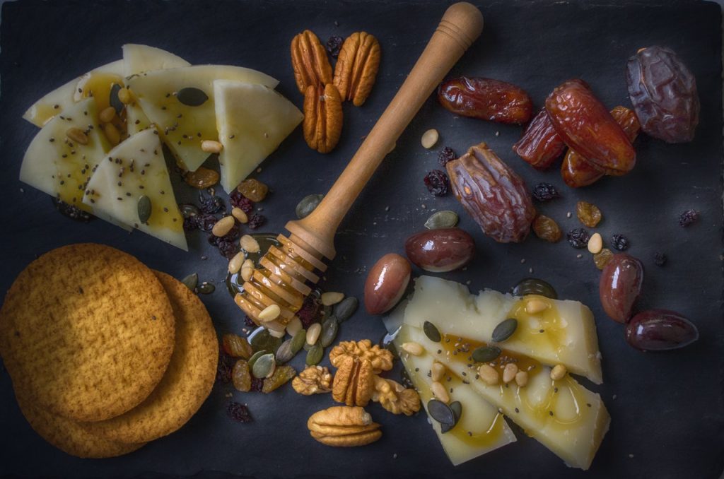 Nuts and little fruits on the table