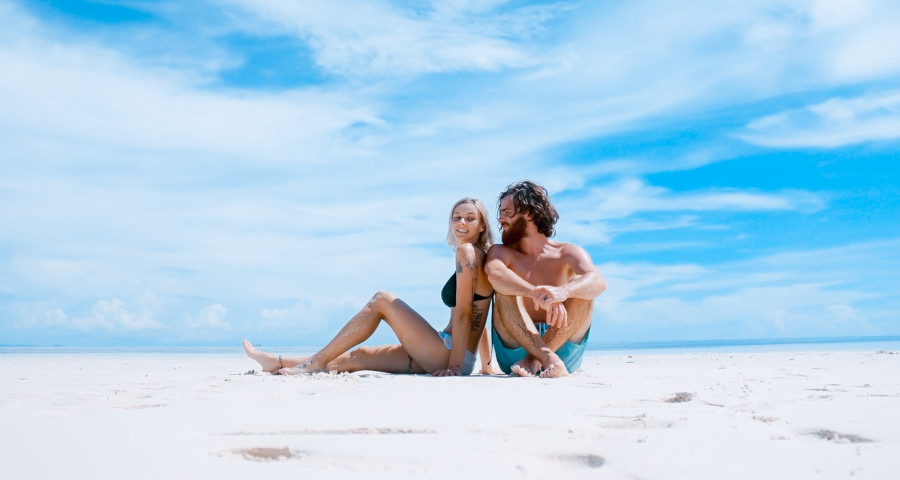 Fit couple at the beach