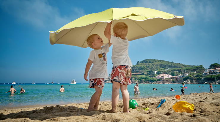 Kids playing at the beach