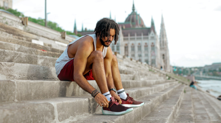 Man getting ready to exercise and jog