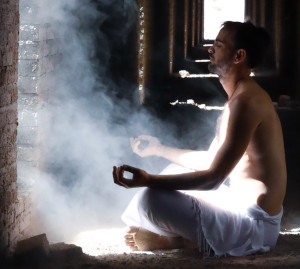 Monk fasting and meditating