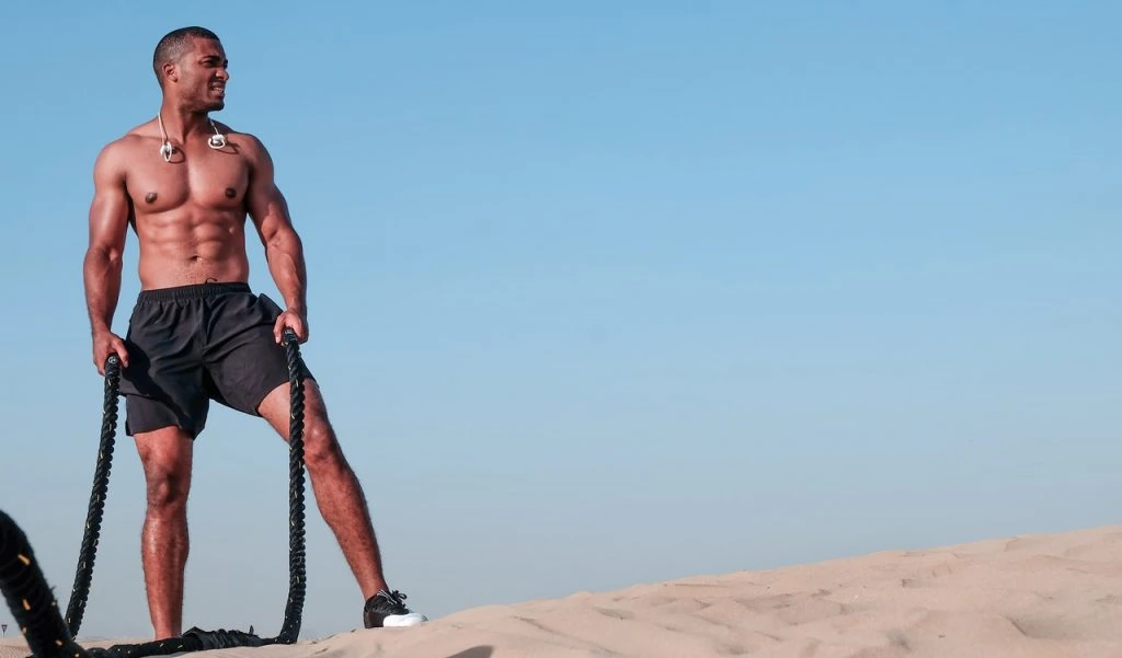 Man on outdoor weight training