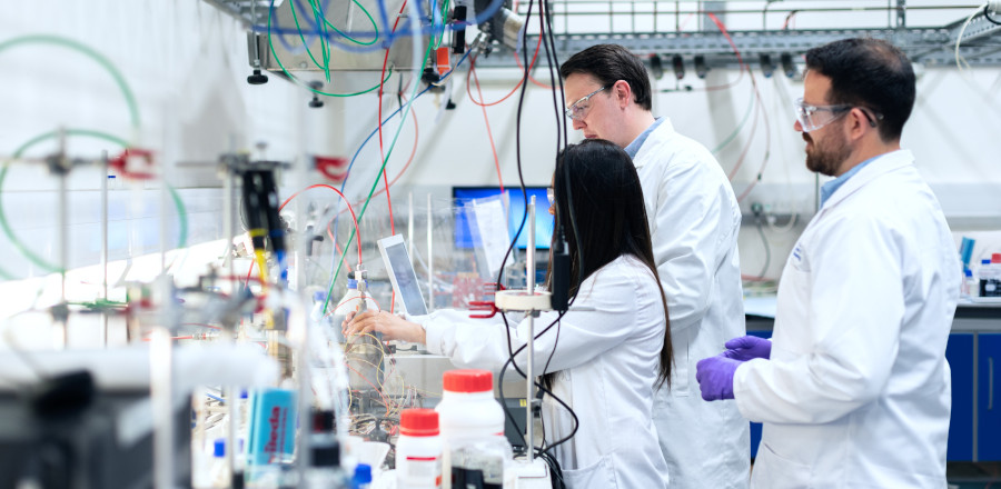 Researchers working in a lab