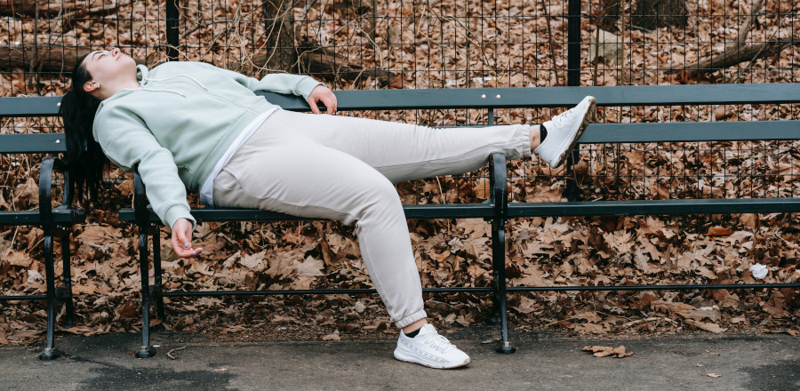 Tired woman from jogging