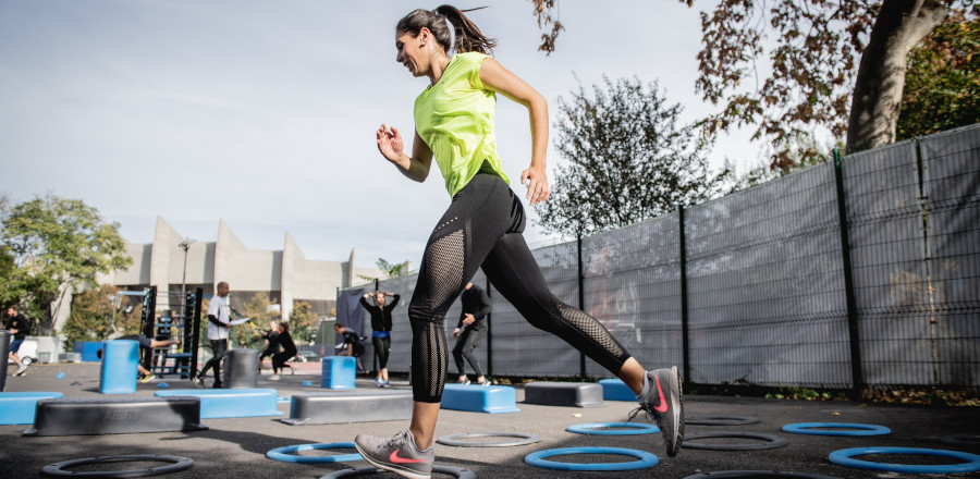 Woman doing workout outdoors