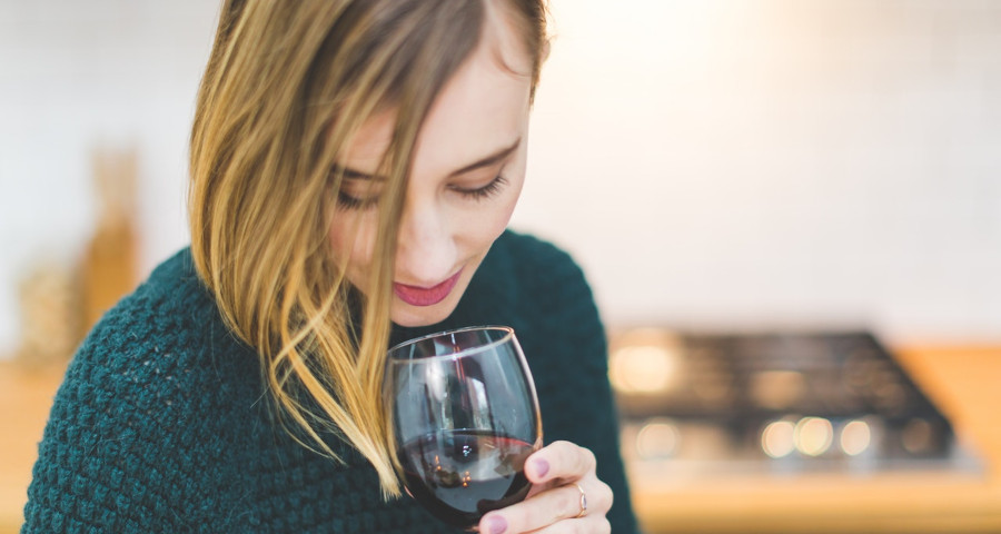 Woman drinking wine