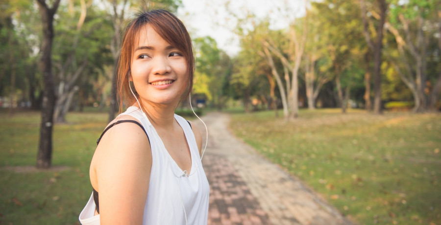 Woman walking on a park