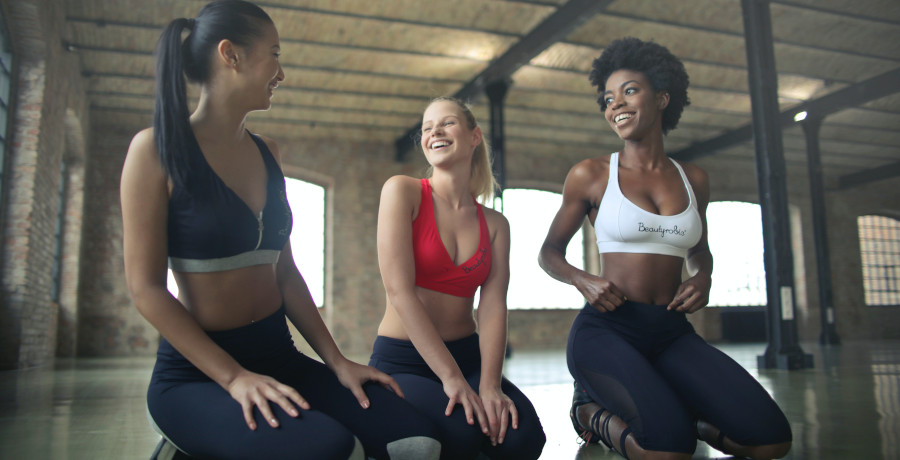 Friends having fun during workout