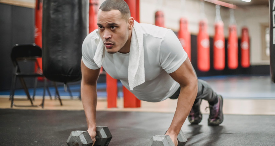 Man doing workout at the gym